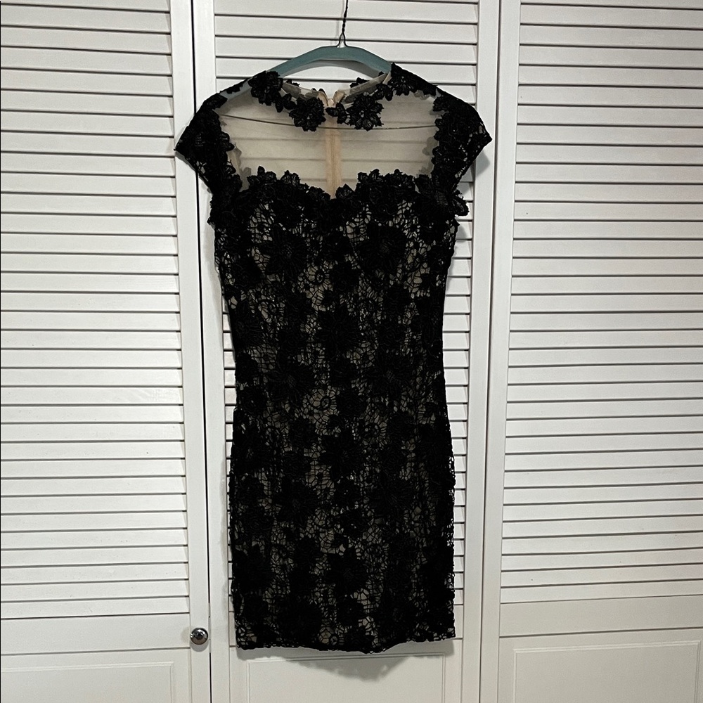 Chic Black Floral Lace Mini Dress Pretty Woman
